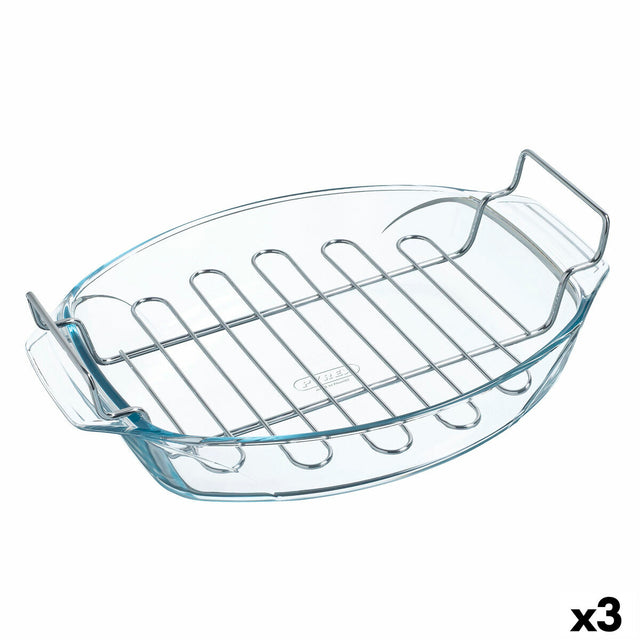 Plat à Gratin Pyrex Irresistible Oblongue Grille 39 x 27 x 11 cm Transparent verre (3 Unités)