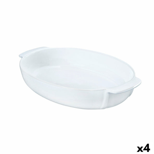 Plat à Gratin Pyrex Signature Oblongue 35 x 23 cm Céramique Blanc (4 Unités)