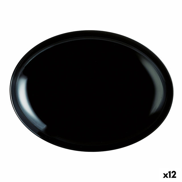 Assiette plate Luminarc Friends Time Viande Noir verre (30 x 26 cm) (12 Unités)