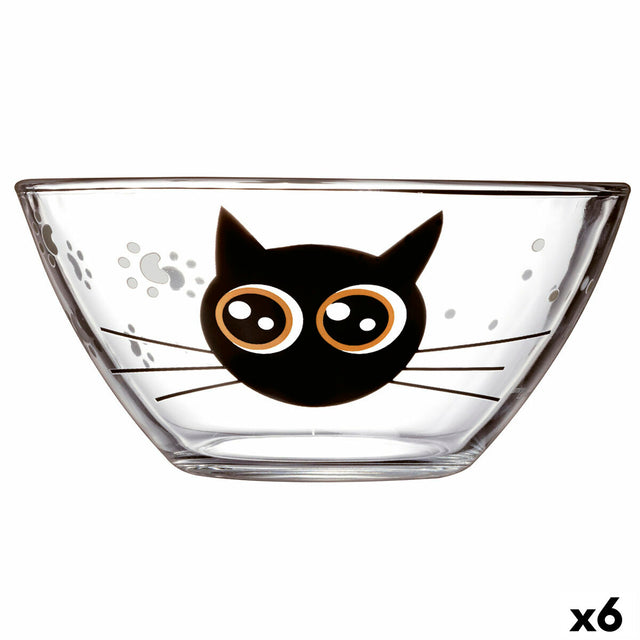 Bol Luminarc Mistigri Transparent Petit-déjeuner Chat verre 540 ml (6 Pièces)