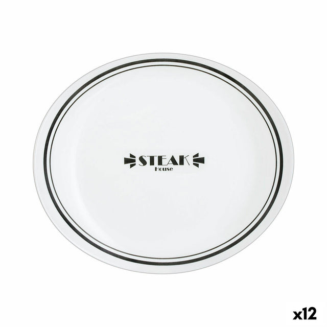 Assiette plate Luminarc Friends Time Bistro Viande Blanc/Noir verre Ø 30 cm (12 Unités)
