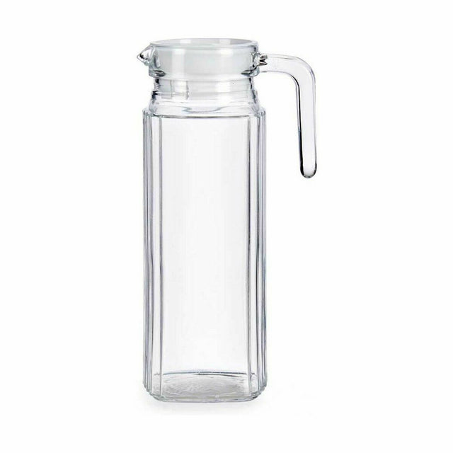 Pichet Rayures Transparent Blanc Plastique verre 1 L