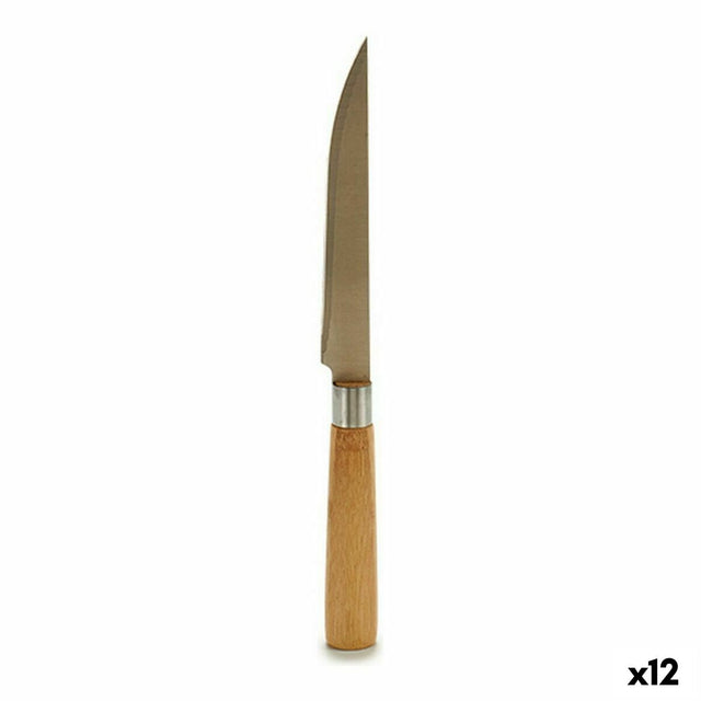 Couteau Argenté Marron Acier inoxydable Bambou (2 x 24 x 2 cm) (12 Unités)