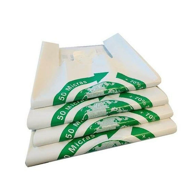 Sac à Achats Blanc Biodégradable 50 x 60 cm (100 Unités)