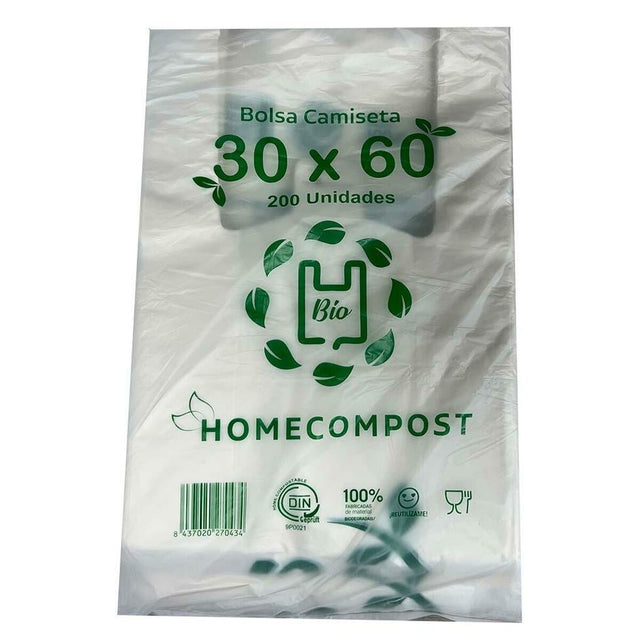 Sac à Achats Blanc Biodégradable 200 Unités 30 x 60 cm
