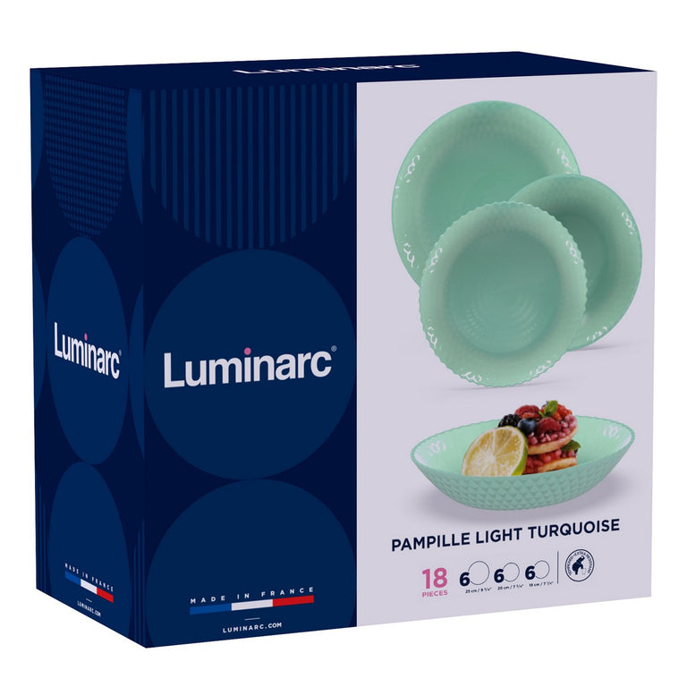 Assietes Luminarc PAMPILLE Turquoise verre (18 Pièces)