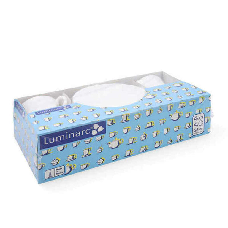Lot de tasses avec soucoupes Luminarc Trianon (4 pcs) Blanc verre 280 ml 4 Pièces