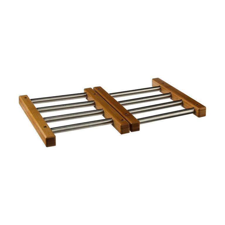 Dessous de plat Secret de Gourmet Acier inoxydable Bambou Extensible (35,2 x 22,2 x 2 cm)