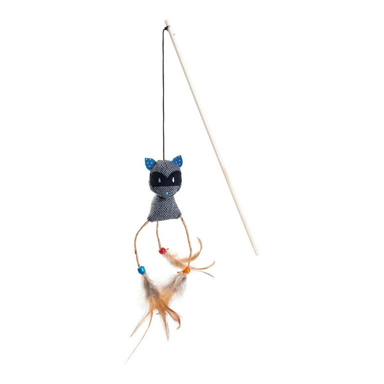 Canne à chat Hunter Gori Plumes Jouet Peluche Gris
