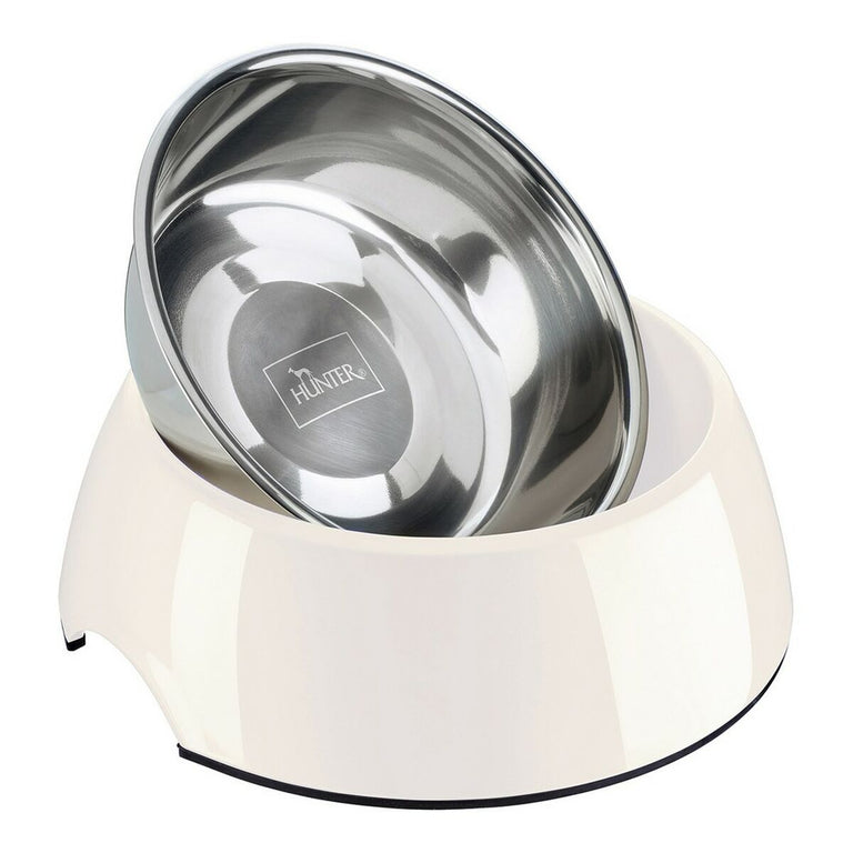 Mangeoire pour chiens Hunter Acier inoxydable Mélamine Blanc (18,5 x 18,5 x 9,5 cm)