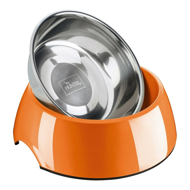 Mangeoire pour chiens Hunter Acier inoxydable Mélamine Orange (22 x 22 x 11,5 cm)