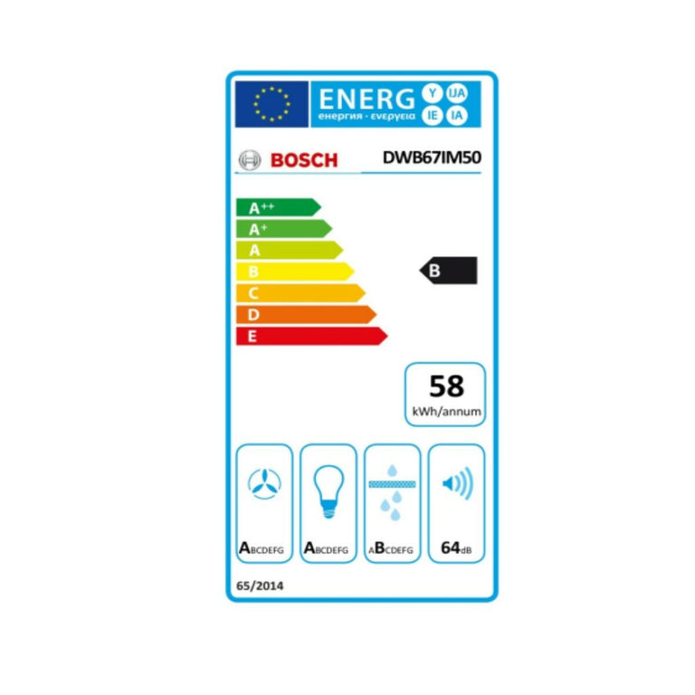 Hotte standard BOSCH DWB67IM50 60 cm 720 m3/h 52 dB 250W Acier B