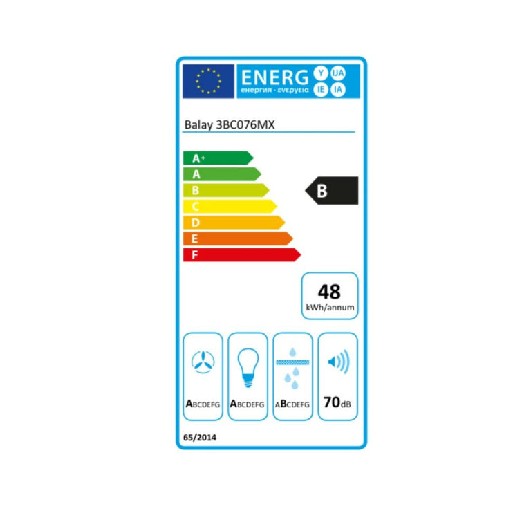Hotte standard Balay 3BC076MX 75 cm 590 m3/h 70 dB 220W
