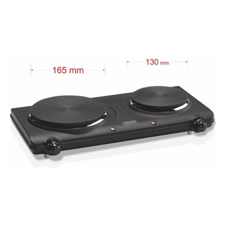 Plaque Électrique Haeger Double Disc Noir 2 Feux à gaz 2250W