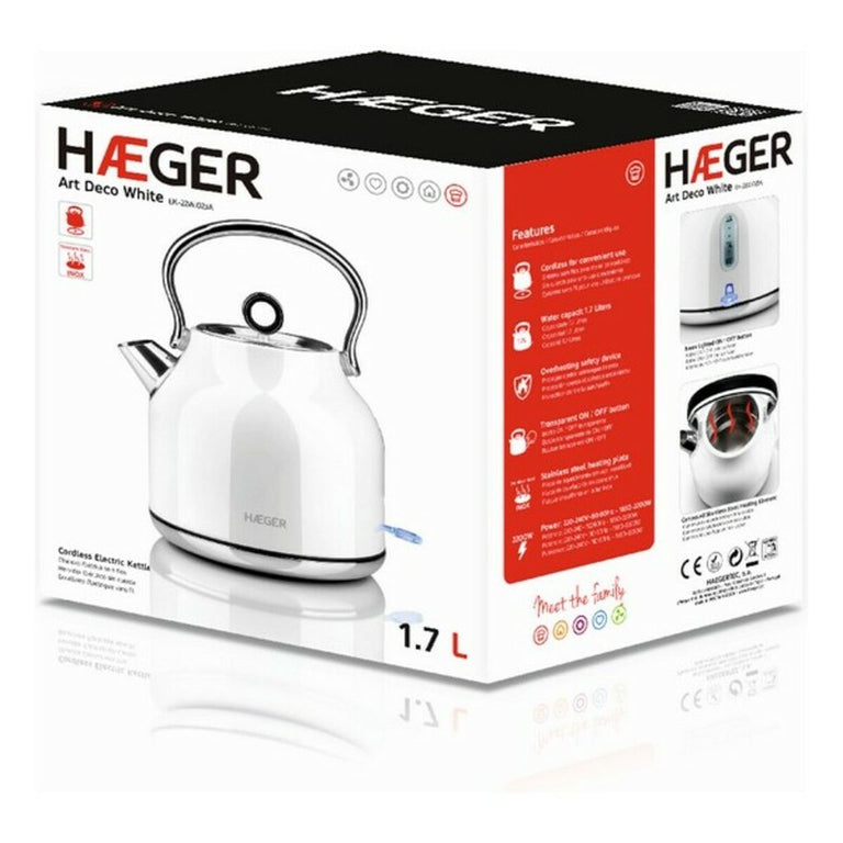 Bouilloire et Théière Haeger Art Deco White 1,7 L 2200W
