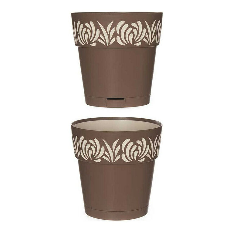 Pot auto-arrosant Stefanplast Gaia Marron 15 x 15 x 15 cm Plastique Vanille