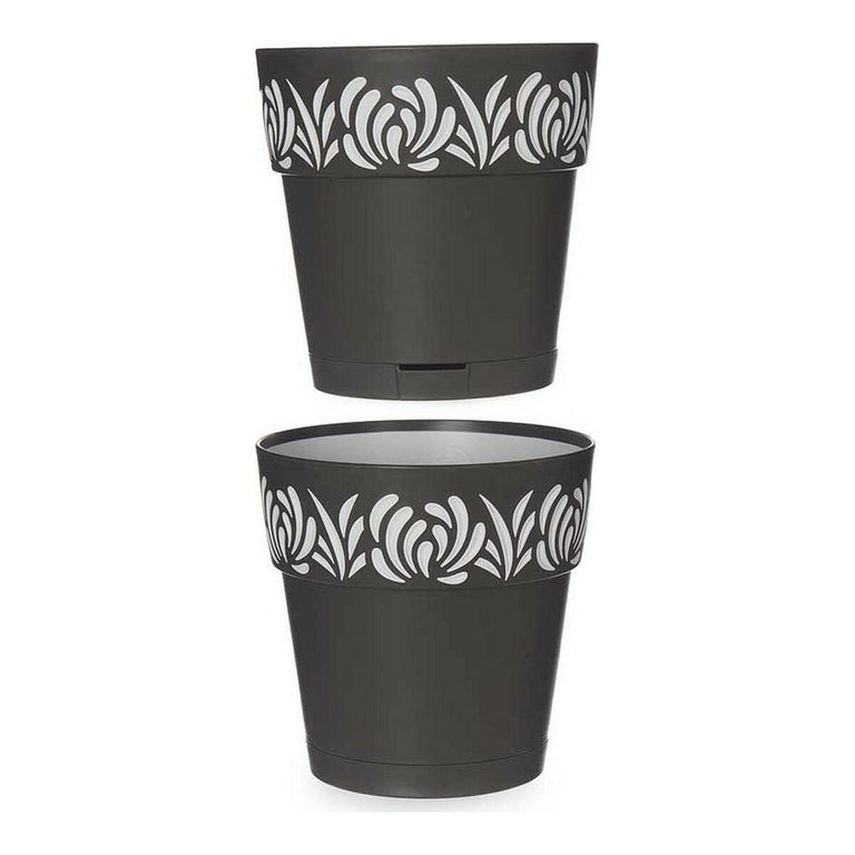 Pot auto-arrosant Stefanplast Gaia Anthracite Gris 15 x 15 x 15 cm Plastique