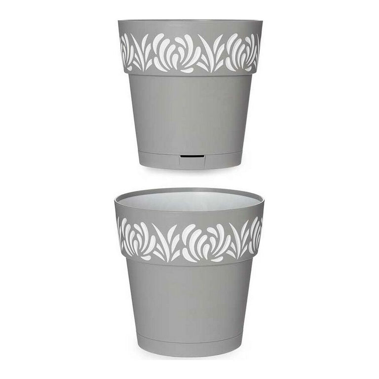 Pot auto-arrosant Stefanplast Gaia Gris Blanc Plastique 19 x 19 x 19 cm