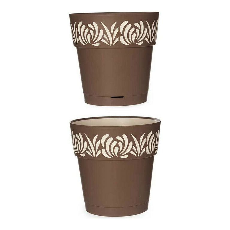 Pot auto-arrosant Stefanplast Gaia Marron Plastique Vanille 25 x 25 x 25	 cm
