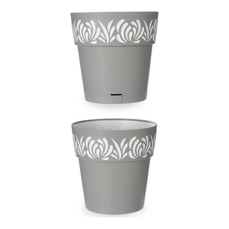 Pot auto-arrosant Stefanplast Gaia Gris Blanc Plastique 29 x 29 x 29 cm