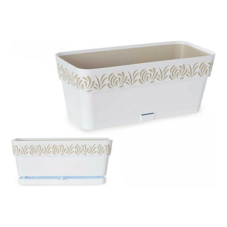 Jardinière auto-arrosante Stefanplast 3919201 Blanc 13,3 x 12,3 x 29,3 cm Beige Plastique