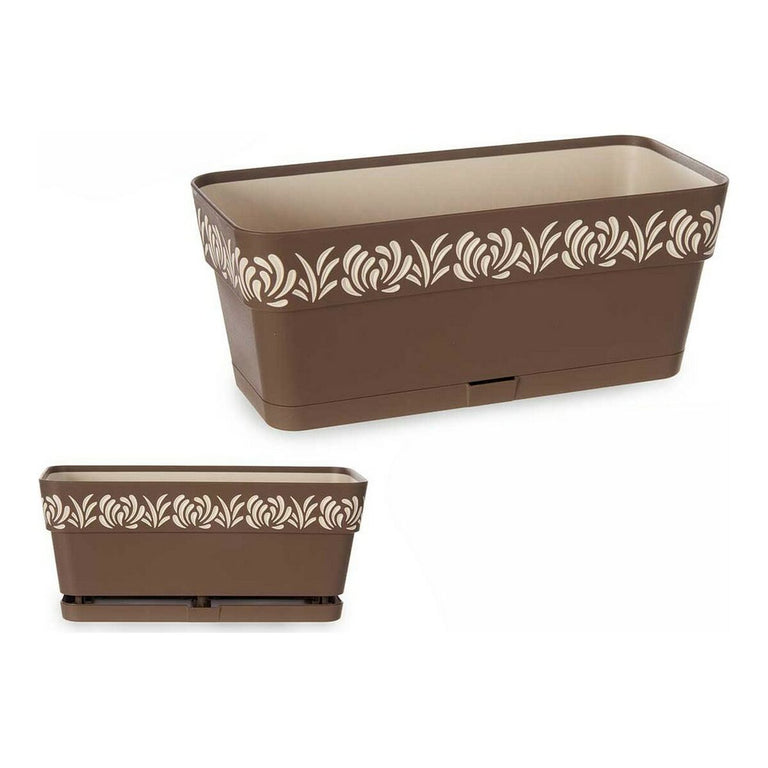 Jardinière auto-arrosante Stefanplast Gaia Marron 13,3 x 12,3 x 29,3 cm Plastique Vanille