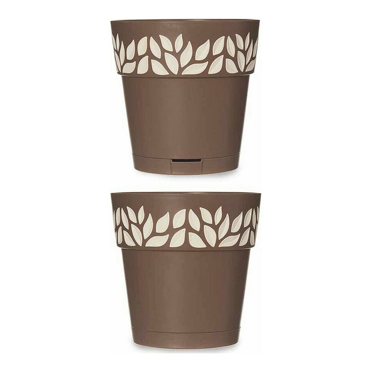 Pot auto-arrosant Stefanplast 3920011 Marron Beige 15 x 15 x 15 cm Plastique