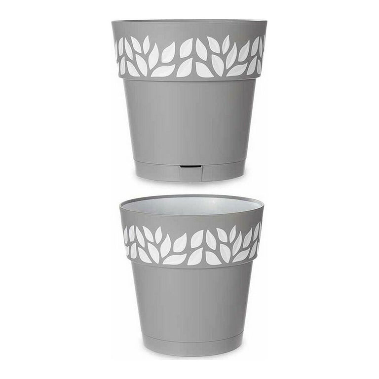 Pot auto-arrosant Stefanplast 3920221 Gris Blanc Plastique 25 x 25 x 25	 cm