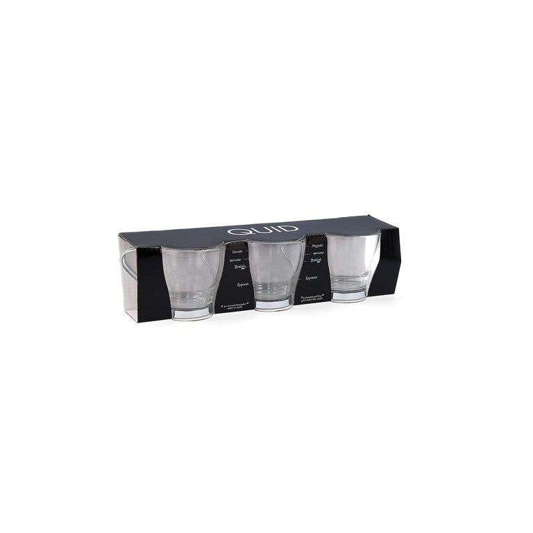 Ensemble de tasses à café Quid Transparent Acier verre (110 ml) (3 Unités)