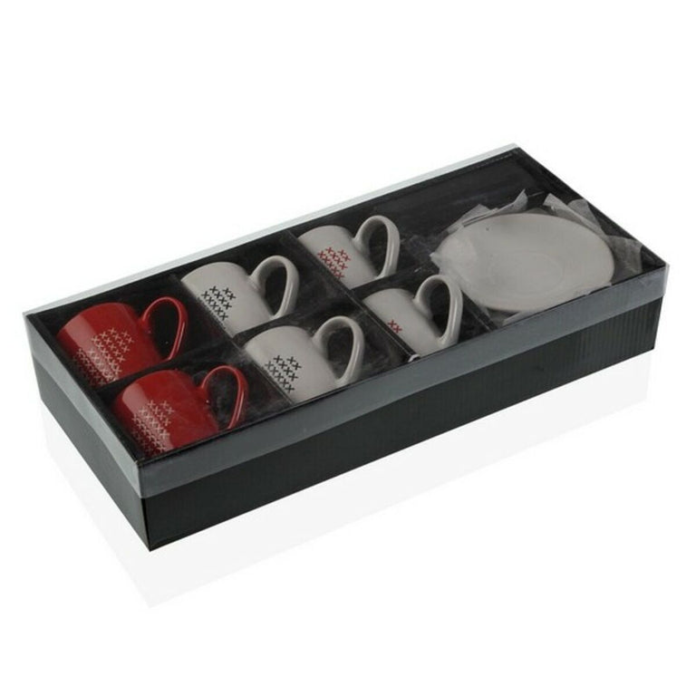 Lot de tasses avec soucoupes Versa Jada Thé Grès (6 Pièces) (4,9 x 7,4 x 8,5 cm) (6 pcs)