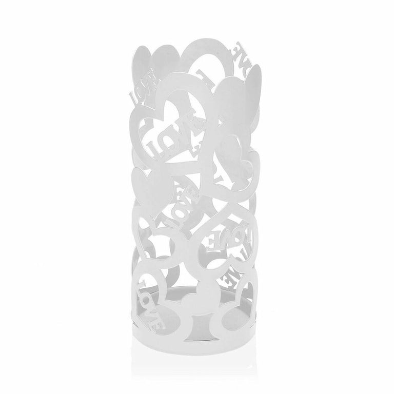 Porte-gobelet Versa Cozy Blanc Coeurs (8 x 18 x 8 cm)