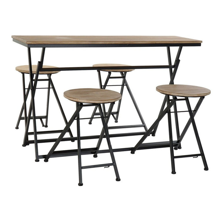 Ensemble Table + 4 Chaises DKD Home Decor Métal Sapin (5 pcs)