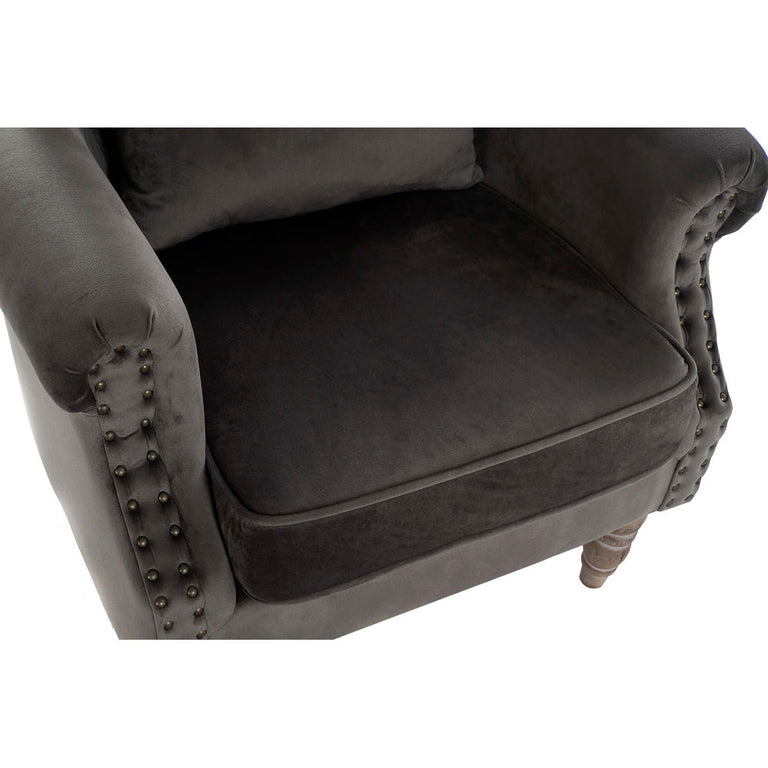 Fauteuil DKD Home Decor 74 x 70 x 88 cm Bois d'hévéa Gris foncé Velvet