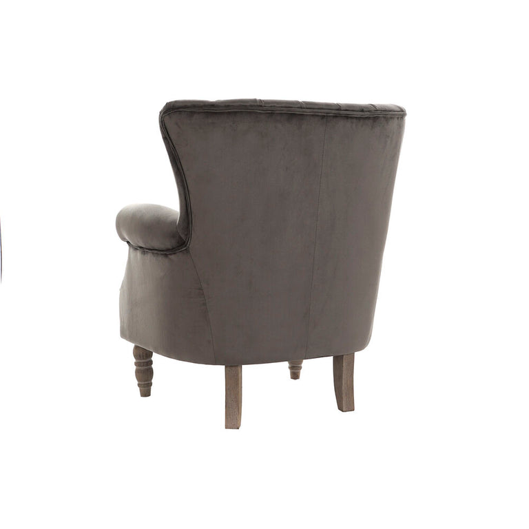 Fauteuil DKD Home Decor 74 x 70 x 88 cm Bois d'hévéa Gris foncé Velvet