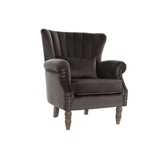 Fauteuil DKD Home Decor 74 x 70 x 88 cm Bois d'hévéa Gris foncé Velvet