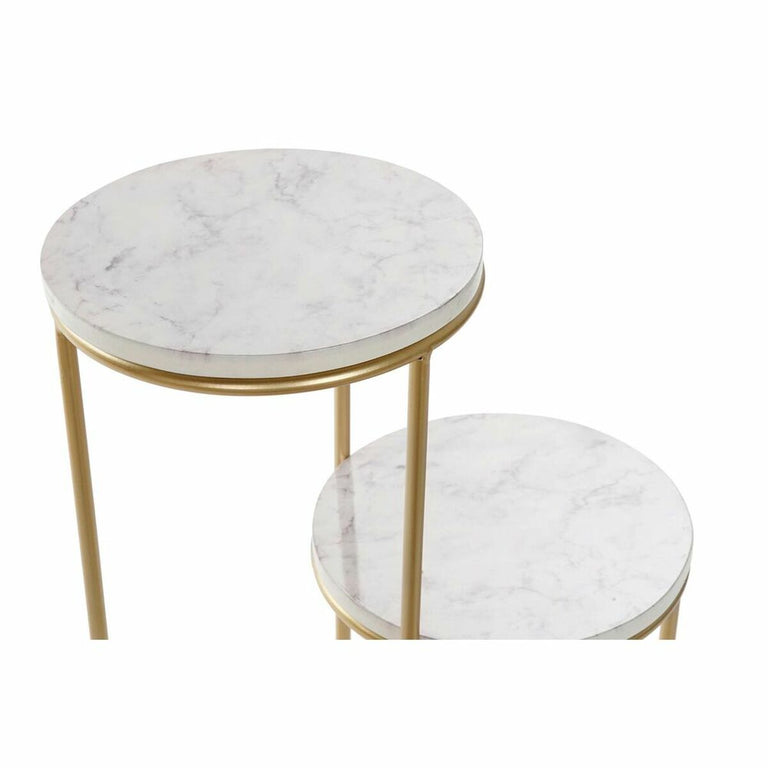 Table d'appoint DKD Home Decor Doré Métal MDF Blanc (42 x 42 x 99 cm)