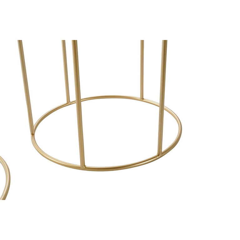 Table d'appoint DKD Home Decor Doré Métal MDF Blanc (42 x 42 x 99 cm)