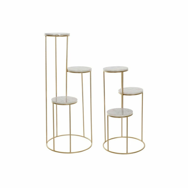 Table d'appoint DKD Home Decor Doré Métal MDF Blanc (42 x 42 x 99 cm)