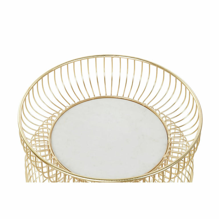 Table d'appoint DKD Home Decor Blanc Marbre Fer Doré (43 x 43 x 47 cm)