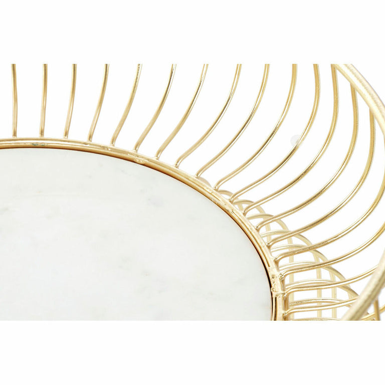 Table d'appoint DKD Home Decor Blanc Marbre Fer Doré (43 x 43 x 47 cm)
