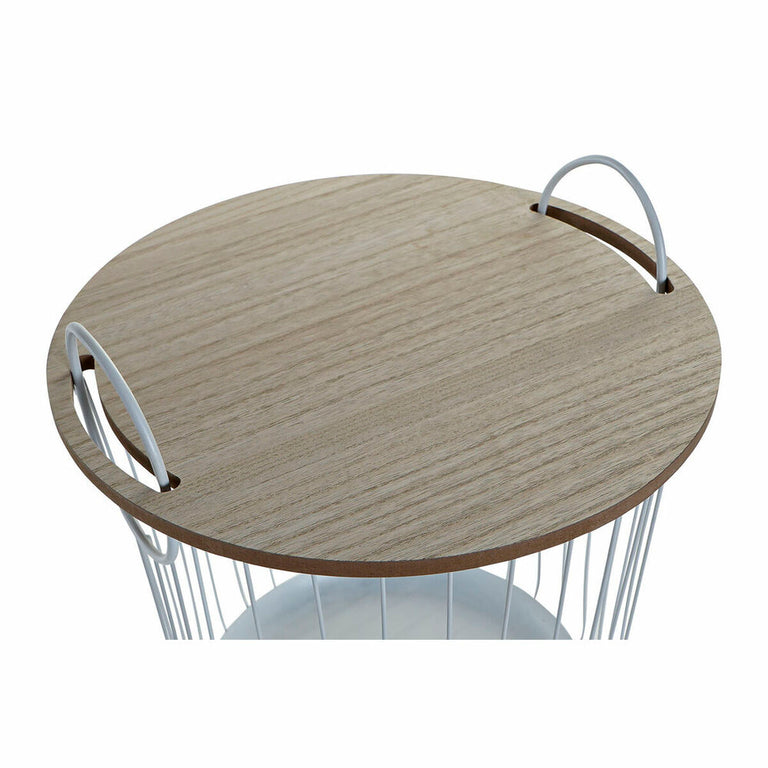 Jeu de 2 tables DKD Home Decor 43 x 43 x 46 cm Naturel Blanc Fer Bois MDF
