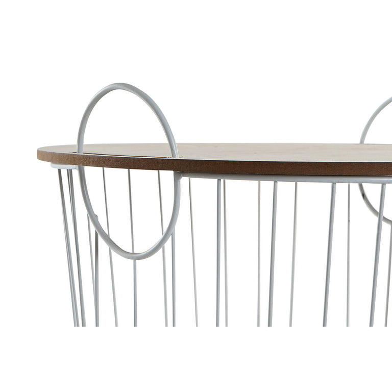 Jeu de 2 tables DKD Home Decor 43 x 43 x 46 cm Naturel Blanc Fer Bois MDF