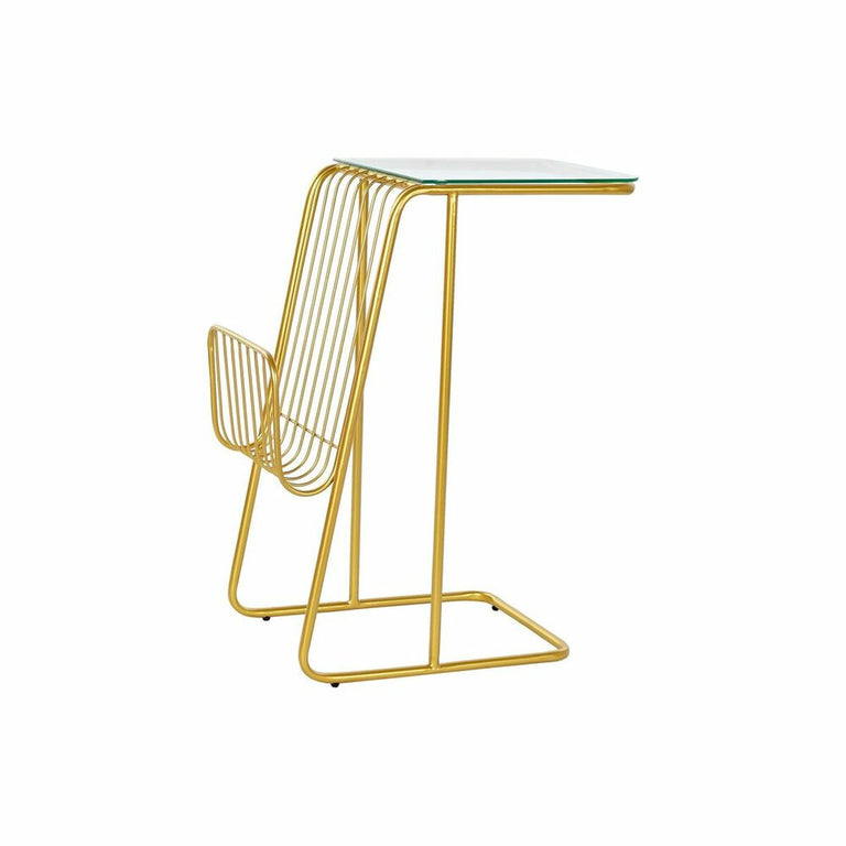 Table Porte-revues DKD Home Decor 46,5 x 30 x 61 cm Verre Doré Métal