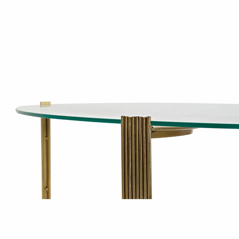 Table d'appoint DKD Home Decor 81 x 81 x 34 cm Verre Doré Acier Aluminium