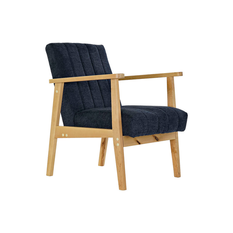 Fauteuil DKD Home Decor Bleu Polyester Marron Clair Pin (63 x 68 x 81 cm)