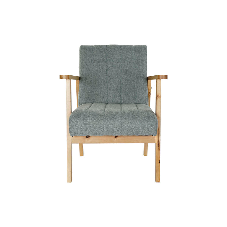Fauteuil DKD Home Decor Naturel Polyester Bleu ciel Pin (63 x 68 x 81 cm)