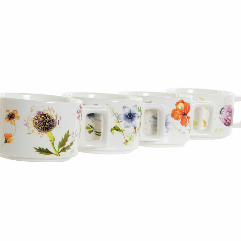 Ensemble de tasses à café DKD Home Decor Métal Multicouleur 260 ml Dolomite (4 Pièces)