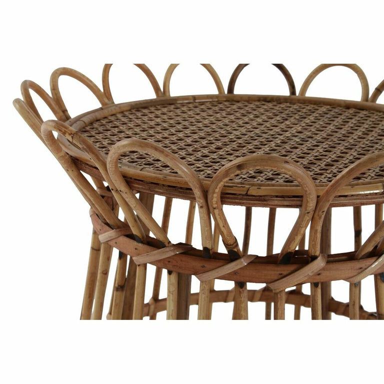 Table d'appoint DKD Home Decor Verre Marron Rotin Tropical (42 x 42 x 45 cm)