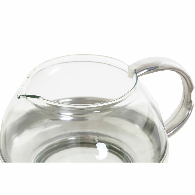 Théière DKD Home Decor 18 x 14 x 12 cm Verre Argenté Acier inoxydable