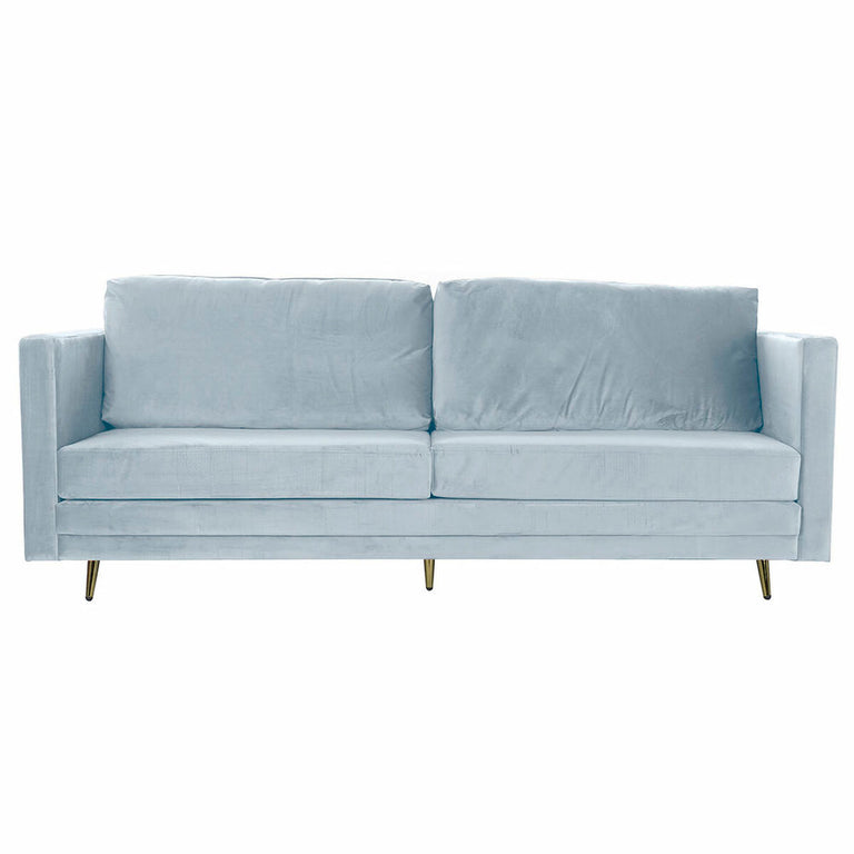 Canapé DKD Home Decor 210 x 78 x 85 cm Sixties Doré Métal Velours Bleu ciel